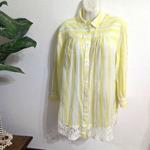 Anthro Edme & Esyllte Striped Yellow Button Down Blouse